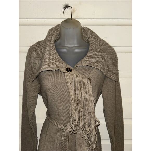 Chicos Black Label Wool Blend Belted Cardigan Sweater Size 2 - Picture 2 of 8